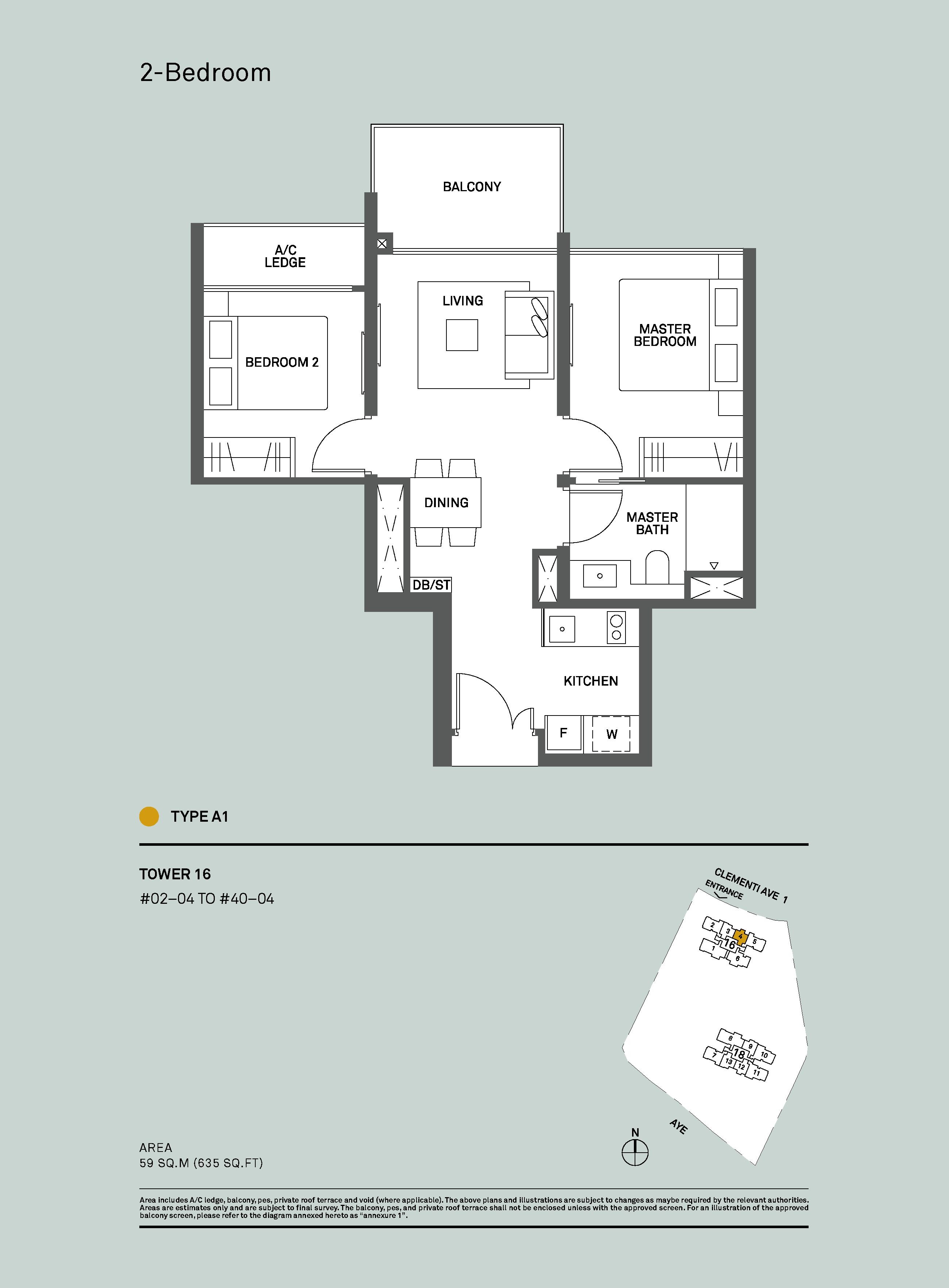 The Clementi Canopy 2 Bedroom Floor Plans Type A1