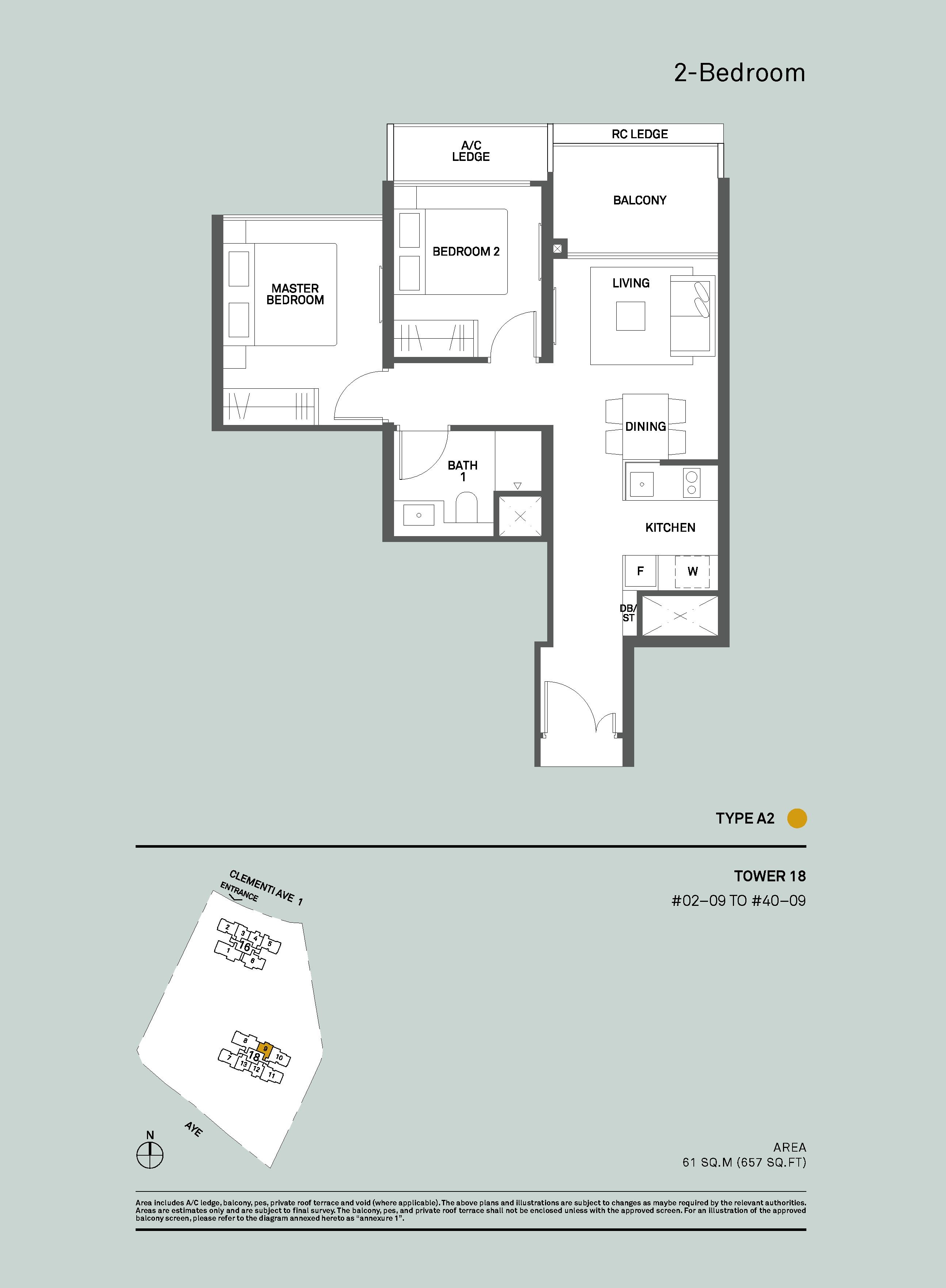 The Clementi Canopy 2 Bedroom Floor Plans Type A2